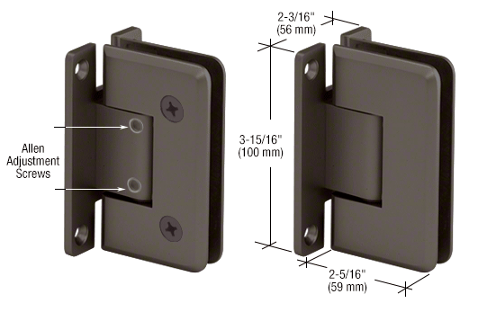 CRL Adjustable Cologne 337 Wall Mount Full Back Plate Hinge