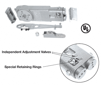 CRL Standard Spindle Medium Spring Overhead Concealed Door Closer Side-Load GE-Package