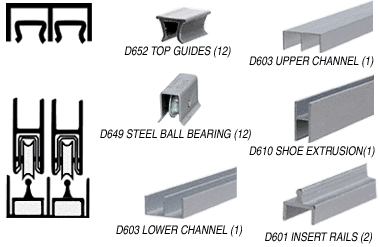 CRL D2301 Deluxe Track Assembly with D603 Upper Track and Ball Bearing Wheels