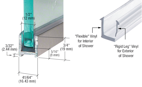 CRL Dry Glaze U-Channel for 8 mm glass