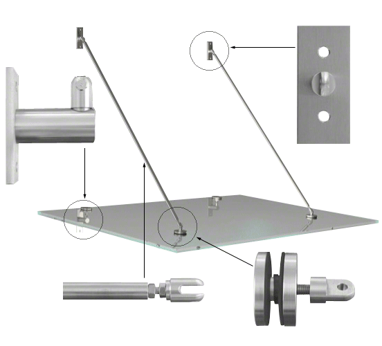 Rectangular Fixing Plate Awnings, half kit