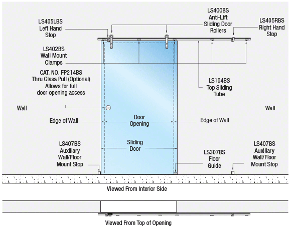 CRL Laguna Single Sliding Door Wall Mount Installation Assembly