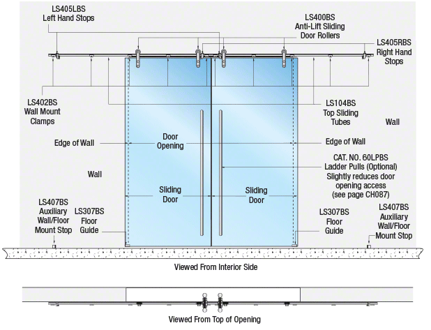 CRL Laguna Wall Mount Bi-Parting Slider Kit