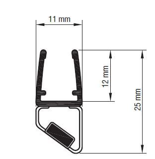 CRL Black 45° Magnetic Profile, 6 - 8 mm, 2500 mm