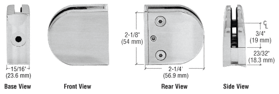 CRL Z-Series Round Type Radius Base Zinc Clamps for 1/4