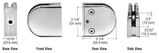 CRL Z-Series Round Type Radius Base Zinc Clamps for 1/4