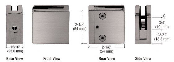 CRL Z-Series Square Type Flat Base Zinc Clamps for 1/4