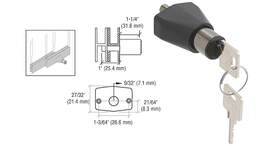 CRL Black Chrome Keyed Alike Sliding Door Lock