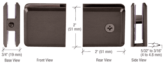 CRL Oil Rubbed Bronze Beveled Hole-in-Glass Style Wall Mount Heavy-Duty Glass Clamp