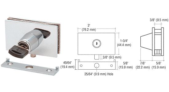 CRL Chrome Square Plunger Lock with Strike - Keyed Alike