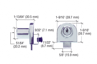 CRL Chrome Single Glass Door Lock - Keyed Alike