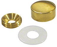 CRL Polished Brass 15mm Flat Cover Head with Washer