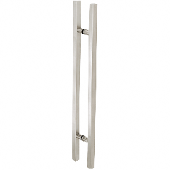 CRL Brushed Stainless Glass Mounted Square Ladder Style Pull Handle with Round Mounting Posts - 60" Overall Length