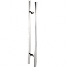 CRL Polished Stainless Glass Mounted Square Ladder Style Pull Handle with Round Mounting Posts - 48" Overall Length