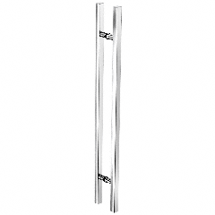 CRL Polished Stainless Glass Mounted Square Ladder Style Pull Handle with Round Mounting Posts - 60" Overall Length