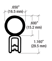 CRL Trim Seal® mit vertikalem Scheinwerfer - Flanschgröße:  1,0 mm bis 1,8 mm (0,040" bis 0,070")