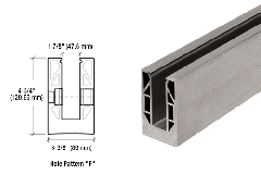 CRL Brushed Nickel Aluminum 9BL Series Standard Square Base Shoe Drilled With 13/16" Holes Pattern 'F' 118-1/8" Length