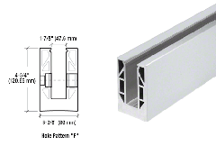 CRL Satin Anodized Aluminum 9BL Series Standard Square Base Shoe Drilled with 13/16" Holes Pattern 'F' 118-1/8" Length