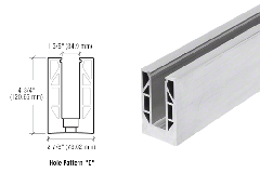 CRL Mill Aluminum 9BL Series Standard Square Base Shoe - Drilled With 9/16" Holes in Pattern "D" 120" Length