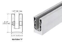 CRL Mill Aluminum 9BL Series Standard Square Base Shoe - Drilled With 9/16" Holes in Pattern 'F' 120" Length