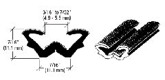 CRL 96" Flexible Flocked Rubber Glass Run Channel for Universal for Buses and RV Windows