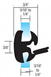 CRL One-Piece Self-Sealing Universal Weatherstrip 3/16" to 1/4" Panel