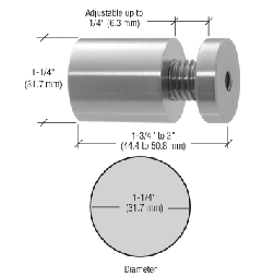 CRL Brushed Stainless 1-1/4" Diameter Adjustable Length Standoff Base