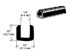 CRL Rubber Glazing Channel for 1/4" Material - 1/2" Height