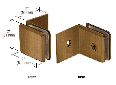 CRL Antique Brass Fixed Panel Beveled Clamp with Large Leg