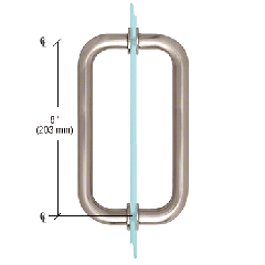 CRL Brushed Nickel 8" BM Series Tubular Back-to-Back Pull Handle