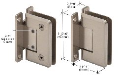 CRL Brushed Nickel Cologne 337 Series Adjustable Wall Mount Full Back Plate Hinge