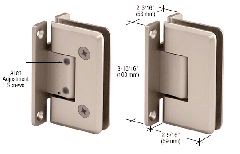 CRL Satin Nickel Cologne 337 Series Adjustable Wall Mount Full Back Plate Hinge