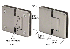 CRL Brushed Nickel Cologne 380 Series Adjustable 180º Glass-to-Glass Hinge