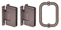 CRL Oil Rubbed Bronze Cologne 037 Hinge and Shower Pull Handle Set