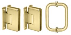 CRL Polished Brass Cologne 037 Hinge and Shower Pull Handle Set