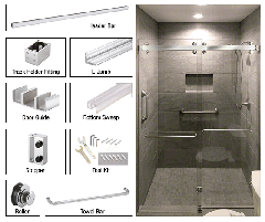 CRL Polished Stainless Steel  Deluxe 180 Degree Cambridge Series Two Door Bypass Sliding Shower Door System