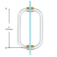 CRL 8" Acrylic Smooth Back-to-Back Shower Door Pull Handle with Brass Rings