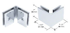 CRL SQUARE STYLE 90 DEGREE GLASS-TO-GLASS CLAMP, 6 - 8 mm