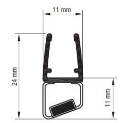 CRL Black 135° Magnetic Profile, 6 - 8 mm, 2500 mm