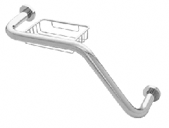 CRL 135 Degree Grab Bars With Wire Basket 