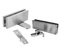 CRL Brushed Stainless Steel Hydraulic Patch Door Set Hold Open