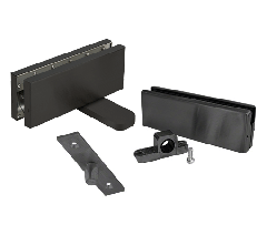 CRL Matte Black Steel Hydraulic Patch Door Set Hold Open