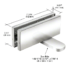 CRL Polished Stainless Hydraulic Patch Fitting With 2-9/16" Setback - 90º Hold Open Model