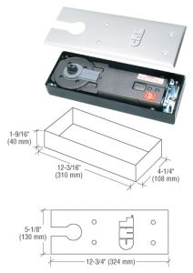 CRL Medium Duty 90º Hold Open Low Profile Floor Mounted Closer