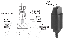 CRL Floor Mounted Closer 1-1/8" Collar Height Tapered Type Spindle