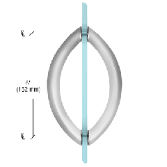 CRL Satin Chrome 6" Crescent Style Back-to-Back Pull Handles Without Metal Washers