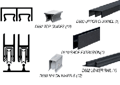 CRL Flat Black Track Assembly D603 Upper and D602 Lower Track With Nylon Wheels