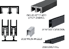 CRL Flat Black Track Assembly D609 Upper & D602 Lower Track with Nylon Wheels