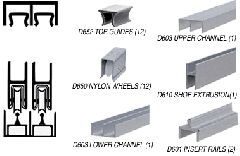 CRL Deluxe Schienenbaugruppe mit D603 obere Schiene und D601 Schiene, Nylonlaufräder, matt eloxiert