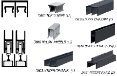 CRL Flat Black Deluxe Track Assembly D613 Upper and D601 Rail with Nylon Wheels